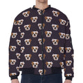 Cute English Bulldog Pattern Print Zip Sleeve Bomber Jacket