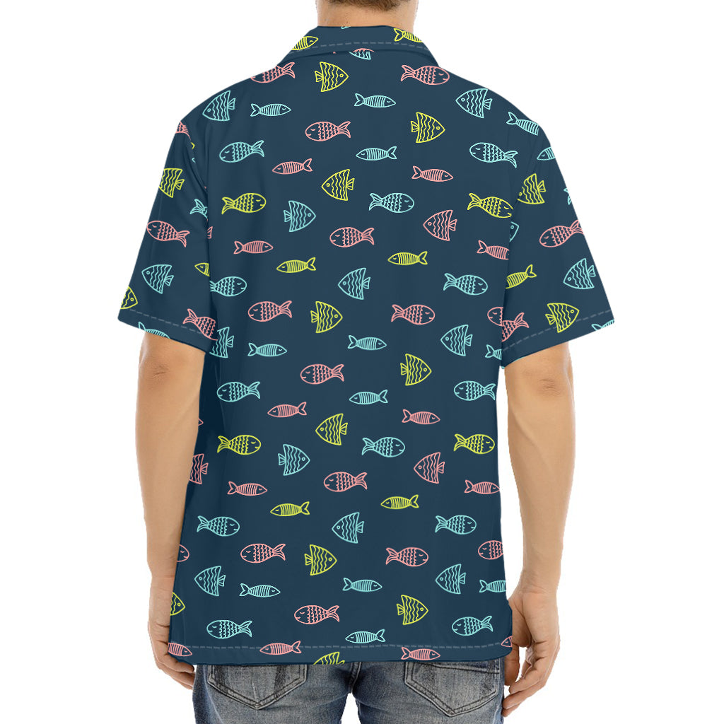 Cute Fish Pattern Print Aloha Shirt