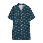 Cute Fish Pattern Print Cotton Hawaiian Shirt