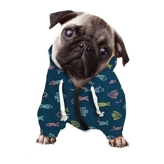 Cute Fish Pattern Print Dog Zip Up Hoodie