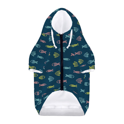 Cute Fish Pattern Print Dog Zip Up Hoodie