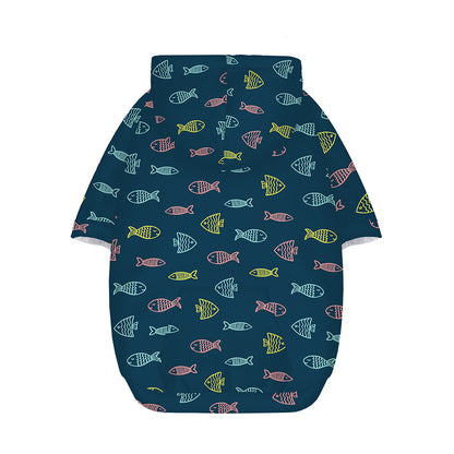 Cute Fish Pattern Print Dog Zip Up Hoodie