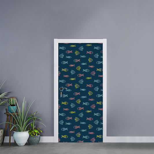 Cute Fish Pattern Print Door Sticker