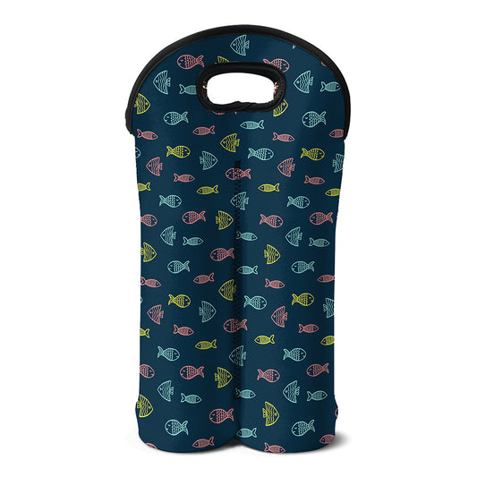 Cute Fish Pattern Print Double Neoprene Wine Tote