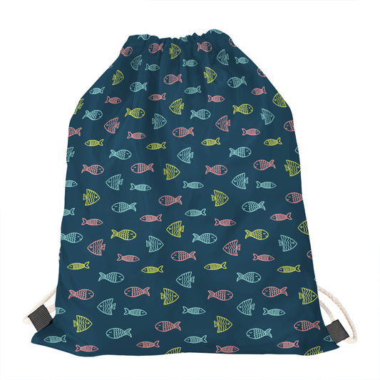Cute Fish Pattern Print Drawstring Bag