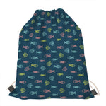 Cute Fish Pattern Print Drawstring Bag