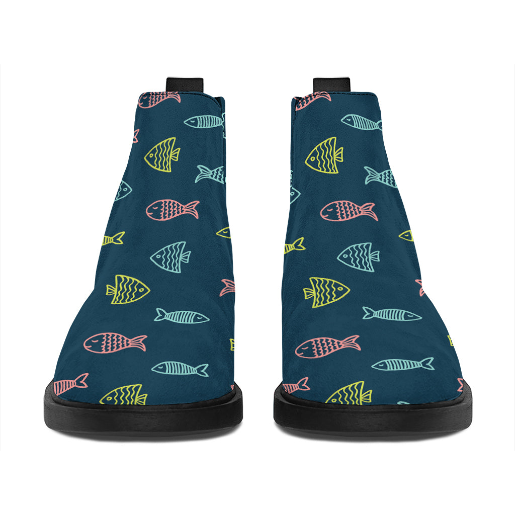 Cute Fish Pattern Print Flat Ankle Boots