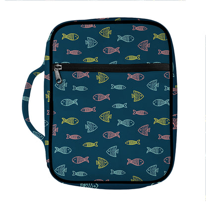 Cute Fish Pattern Print Front Pocket Bible Bag