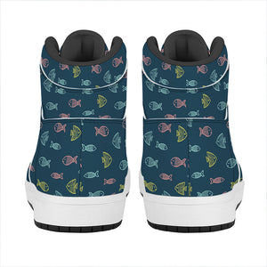 Cute Fish Pattern Print High Top Leather Sneakers