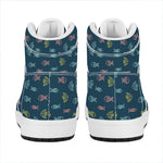 Cute Fish Pattern Print High Top Leather Sneakers