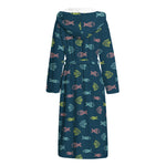 Cute Fish Pattern Print Hooded Bathrobe
