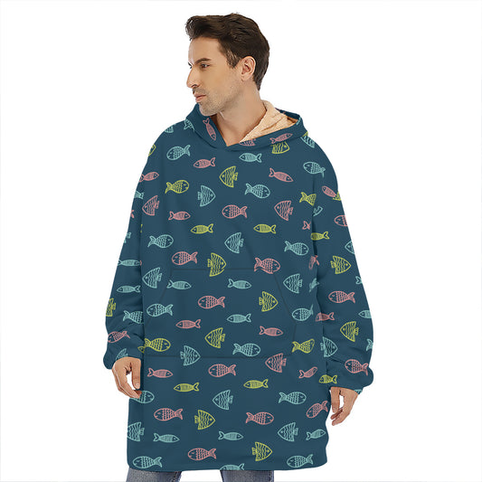Cute Fish Pattern Print Hoodie Blanket