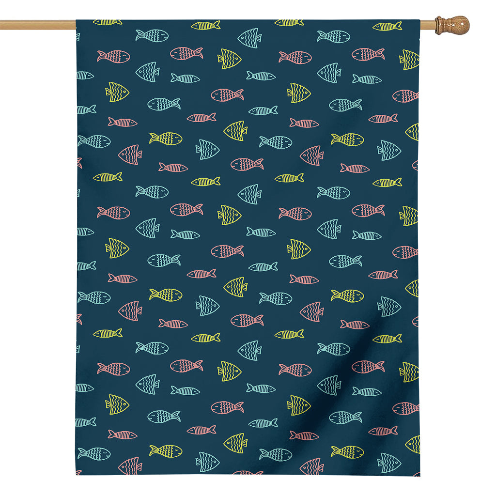 Cute Fish Pattern Print House Flag