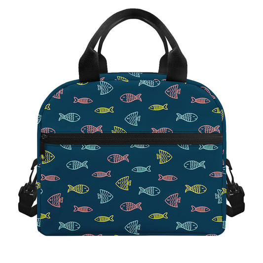 Cute Fish Pattern Print Insulated Lunch Bag