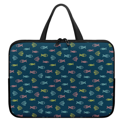 Cute Fish Pattern Print Laptop Sleeve With Handle