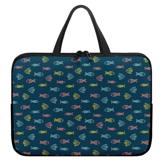Cute Fish Pattern Print Laptop Sleeve With Handle
