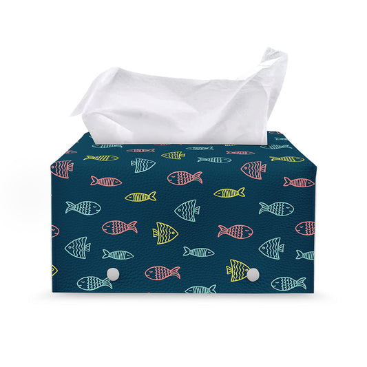 Cute Fish Pattern Print Leather Tissue Box Cover