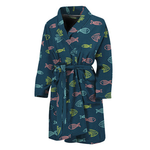 Cute Fish Pattern Print Men's Bathrobe