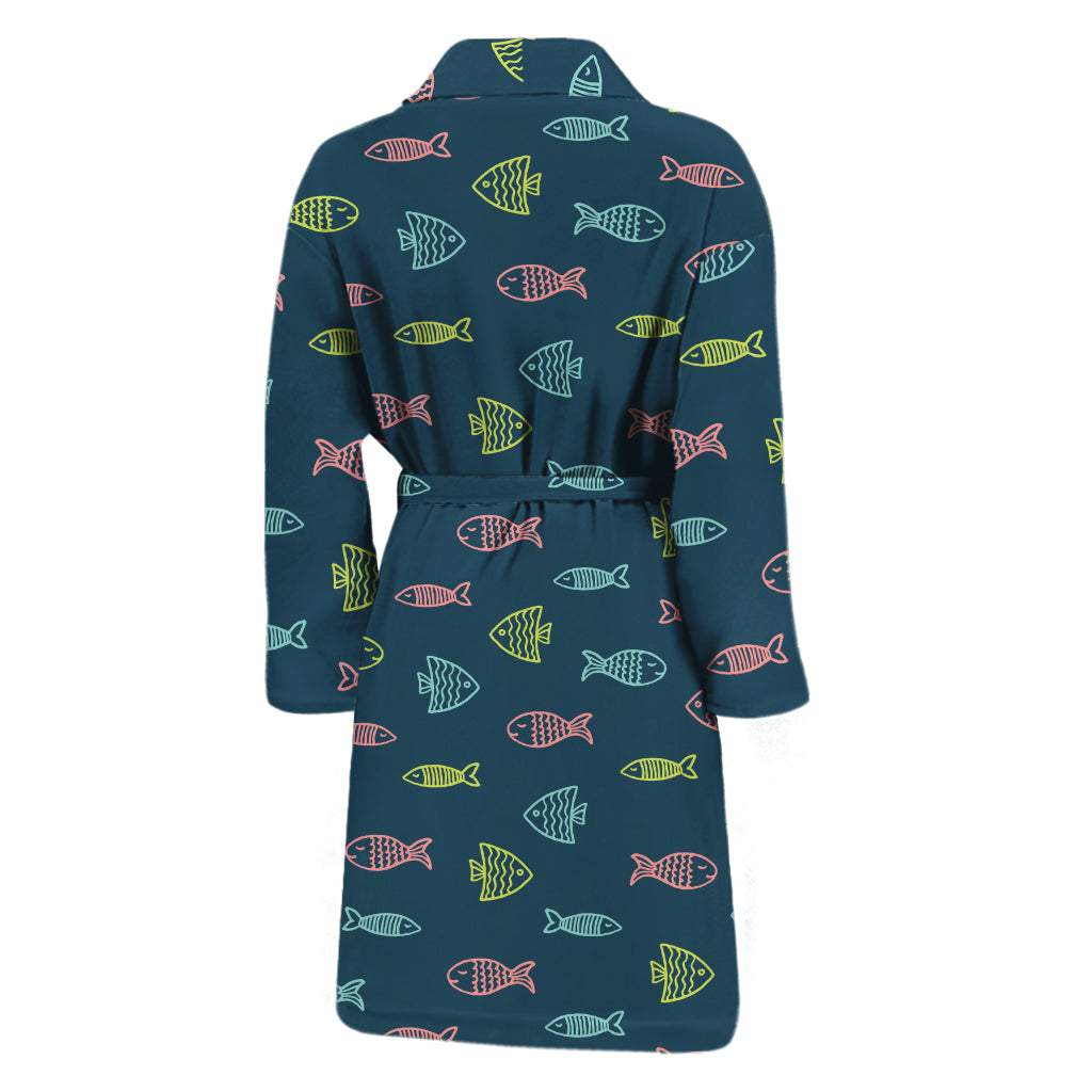 Cute Fish Pattern Print Men's Bathrobe