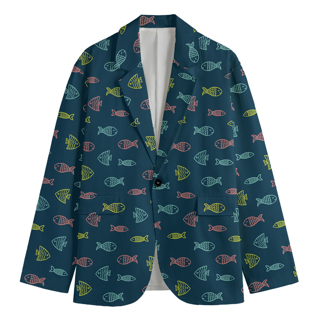 Cute Fish Pattern Print Men's Blazer