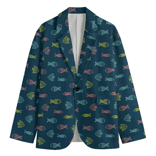 Cute Fish Pattern Print Men's Blazer