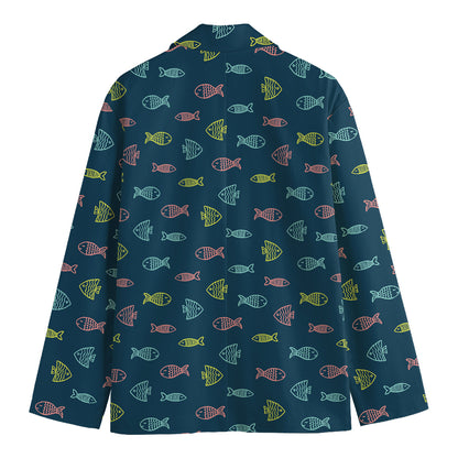 Cute Fish Pattern Print Men's Blazer