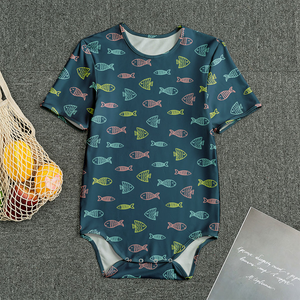 Cute Fish Pattern Print Men's Bodysuit