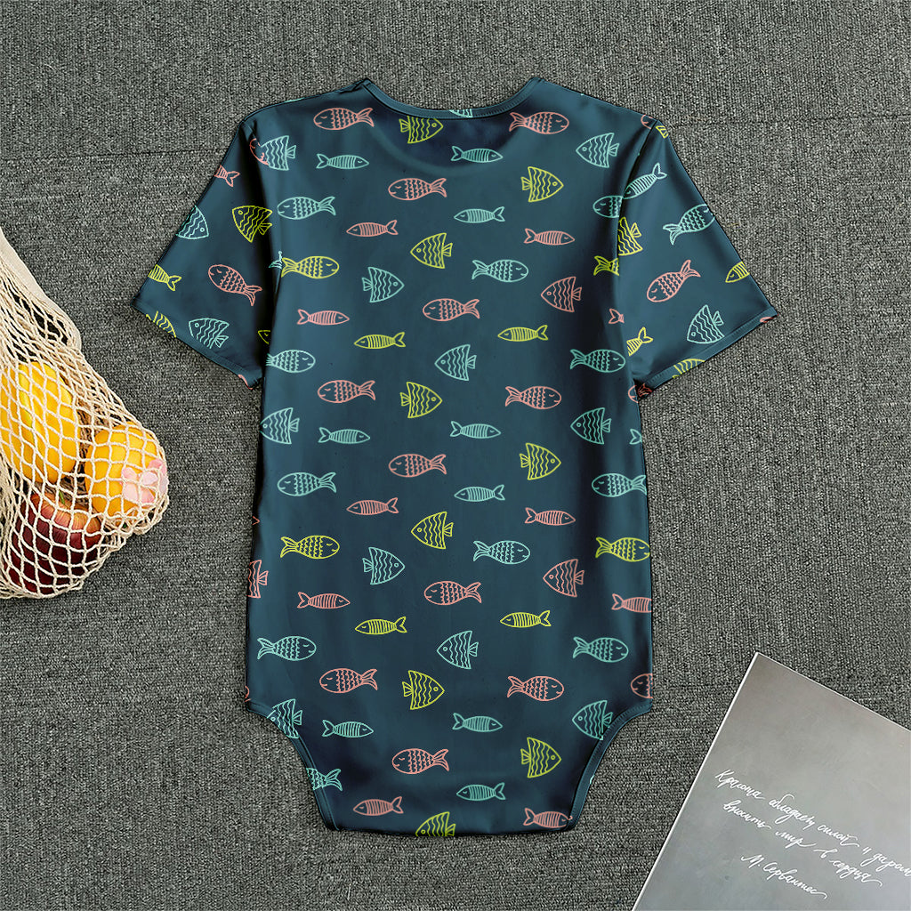 Cute Fish Pattern Print Men's Bodysuit