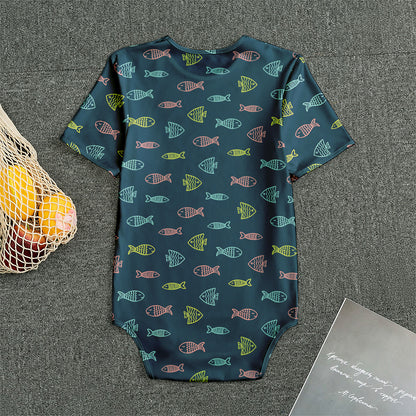 Cute Fish Pattern Print Men's Bodysuit