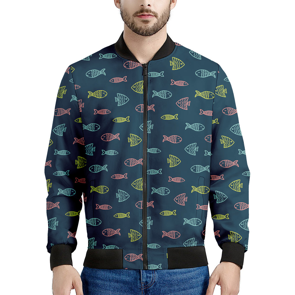 Cute Fish Pattern Print Men's Bomber Jacket