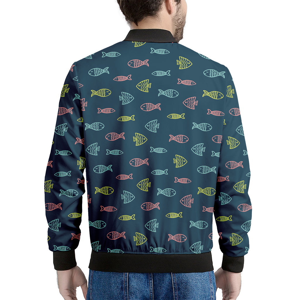 Cute Fish Pattern Print Men's Bomber Jacket