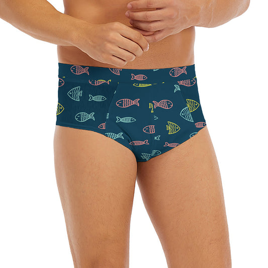 Cute Fish Pattern Print Men's Briefs