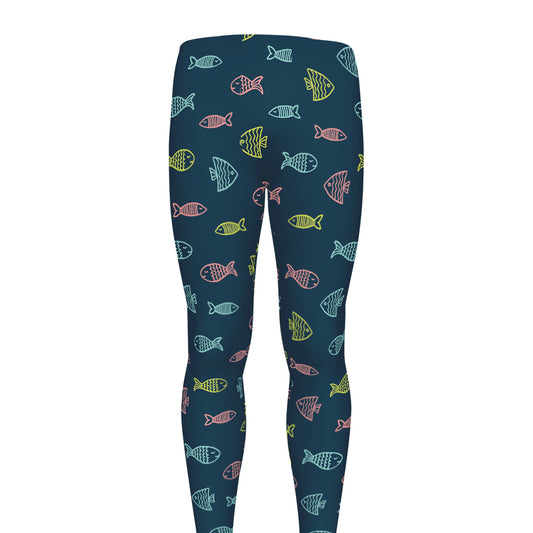 Cute Fish Pattern Print Men's leggings