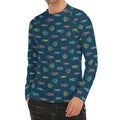 Cute Fish Pattern Print Men's Long Sleeve Rash Guard