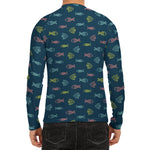 Cute Fish Pattern Print Men's Long Sleeve Rash Guard