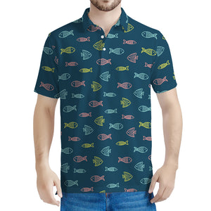 Cute Fish Pattern Print Men's Polo Shirt