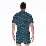 Cute Fish Pattern Print Men's Rompers
