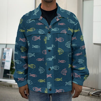 Cute Fish Pattern Print Men's Shirt Jacket