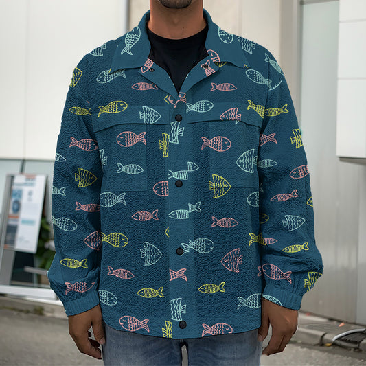 Cute Fish Pattern Print Men's Shirt Jacket