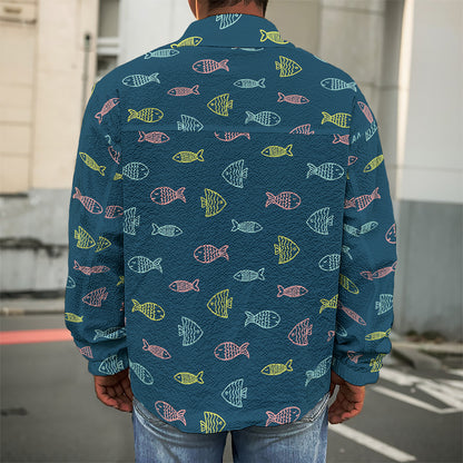 Cute Fish Pattern Print Men's Shirt Jacket