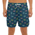 Cute Fish Pattern Print Men's Split Running Shorts