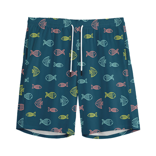 Cute Fish Pattern Print Men's Sports Shorts