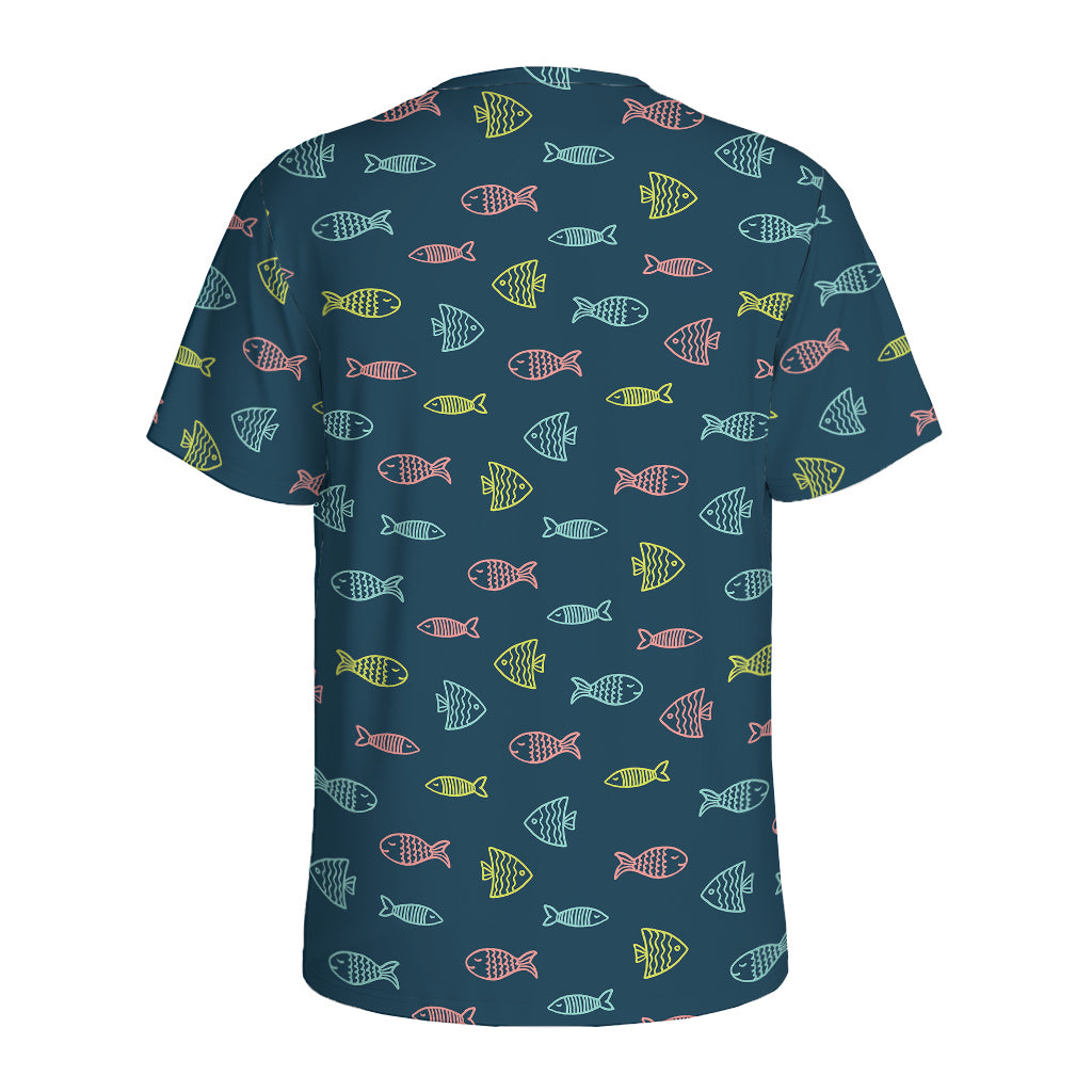 Cute Fish Pattern Print Men's Sports T-Shirt