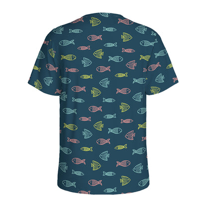 Cute Fish Pattern Print Men's Sports T-Shirt