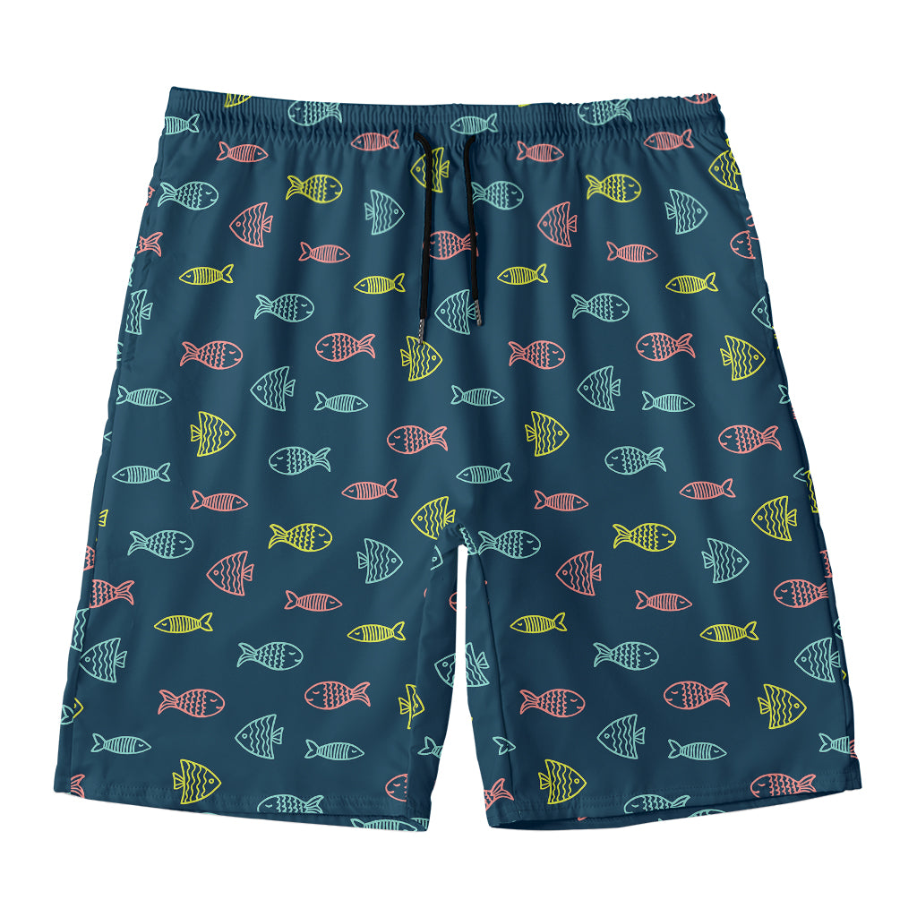 Cute Fish Pattern Print Men's Swim Trunks