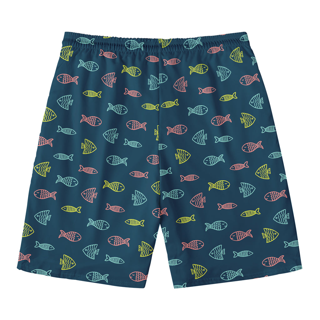 Cute Fish Pattern Print Men's Swim Trunks