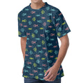 Cute Fish Pattern Print Men's Velvet T-Shirt