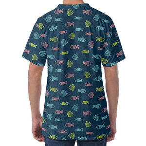 Cute Fish Pattern Print Men's Velvet T-Shirt