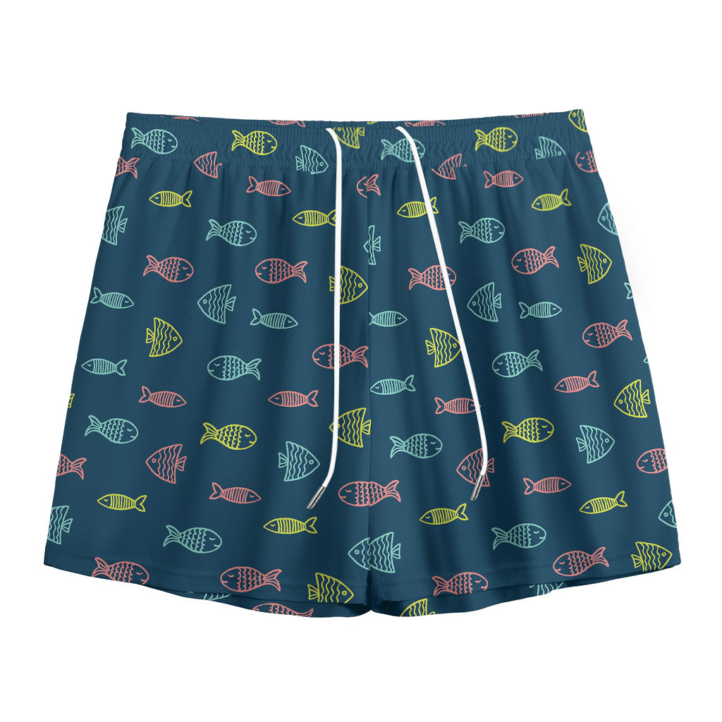 Cute Fish Pattern Print Mesh Shorts