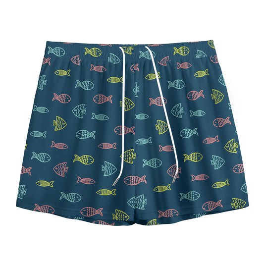 Cute Fish Pattern Print Mesh Shorts